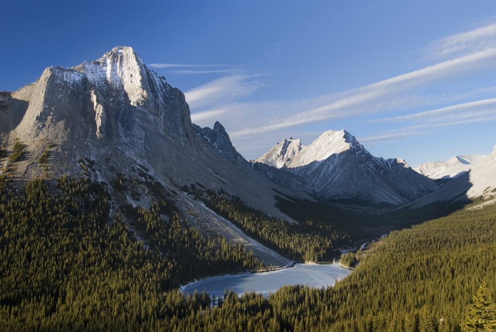 Frozen Elbow Lake Kananaskis Alberta Canada Canvas Art - Philippe Widling Design Pics (19 x 12)