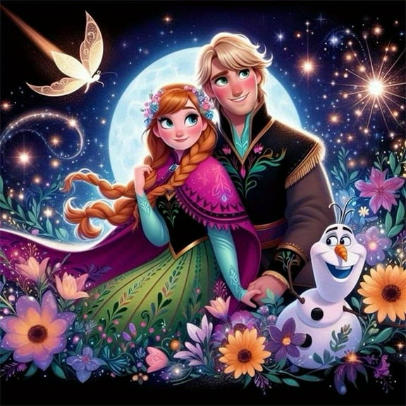 Frozen Elsa Anna Olaf Princess Prince DIY 5D Diamond Digital Painting Kit Crystal Rhinestone Embroidery Cross-stitch artwork Crafts Canvas wall decoration Birthday gift 12 X 12 inches