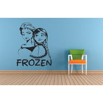 Frozen Elsa and Anna Sisters Let It Go Disney Cartoon Wall Sticker Art Decal for Girls Boys Kids Room Bedroom Nursery Kindergarten House Fun Home Decor Wall Art Vinyl Decoration Size (30x27 inch)