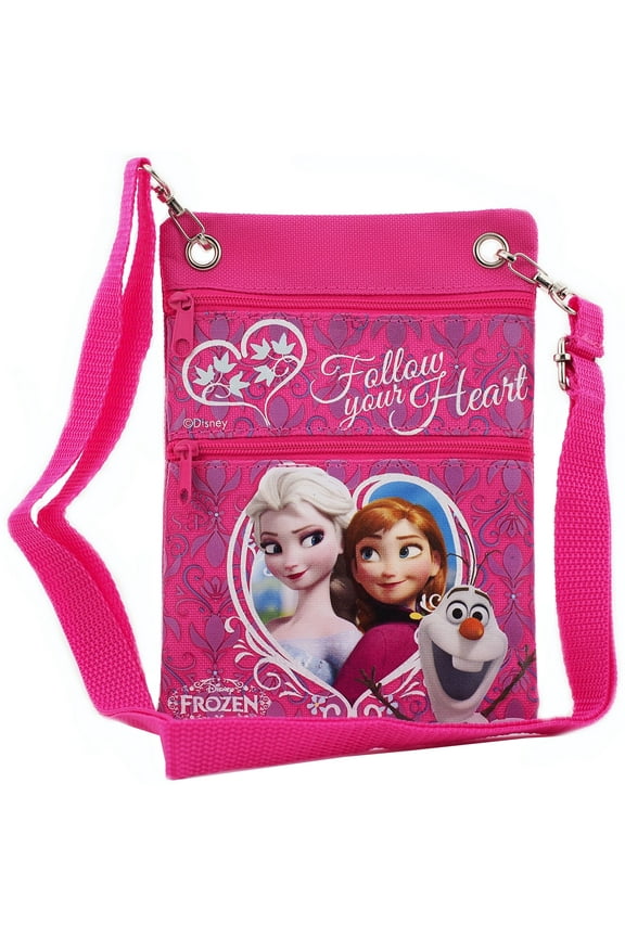 Frozen Elsa Anna and Olaf Hot Pink Follow Your Heart Mini Shoudler Bag