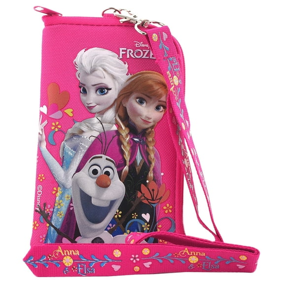 Frozen Elsa Anna and Olaf Pink Lanyard with Detachable Coin Purse