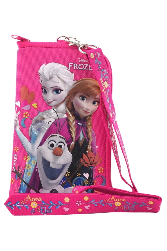 Frozen Elsa Anna and Olaf Pink Lanyard with Detachable Coin Purse