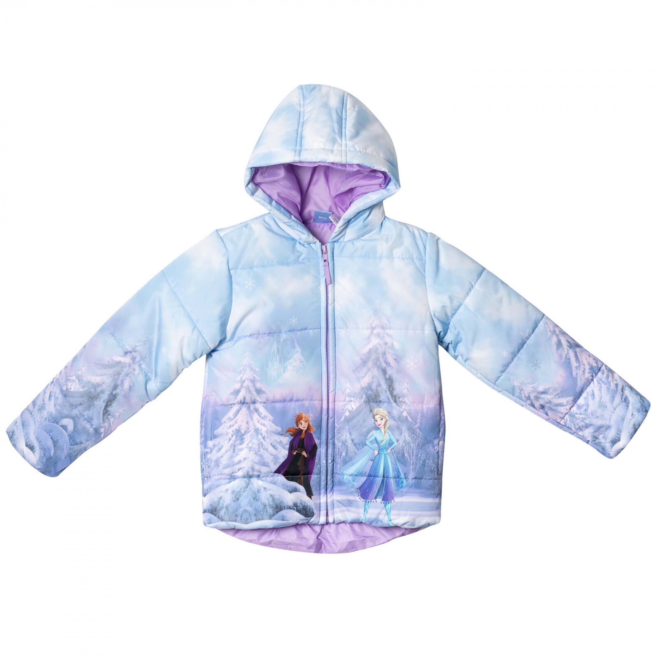 Frozen Elsa Anna in Winter Toddler Girls Puffy Jacket Coat Blue Size 6 Walmart