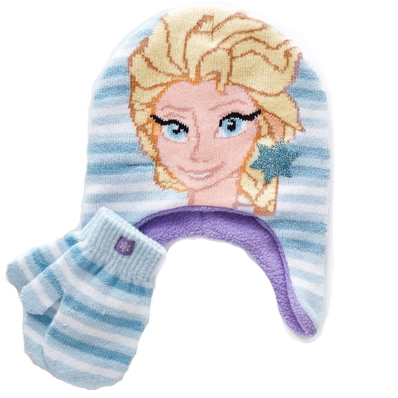Frozen Elsa Girls Toddler Winter Hat & Mitten Set (Toddler Girls)