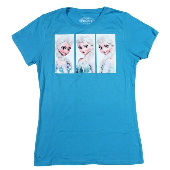 Frozen Elsa Scene Box Junior's Cotton Shirt Blue Small