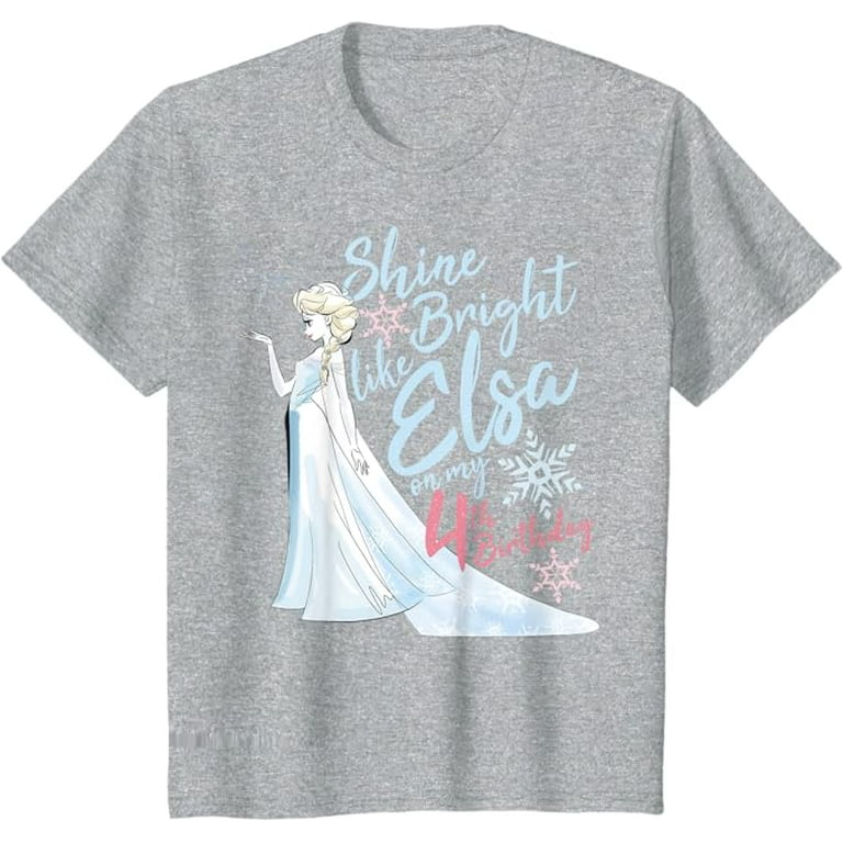 Frozen Elsa Shine Bright On My 4th Birthday Youth T Shirt For Boy Girl Kids Toddler Sport Grey Color Size S Walmart