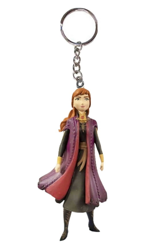 Frozen Elsa Sis Anna Key Ring Keychain Purple cape Pvc Figure Ornament Charm 4