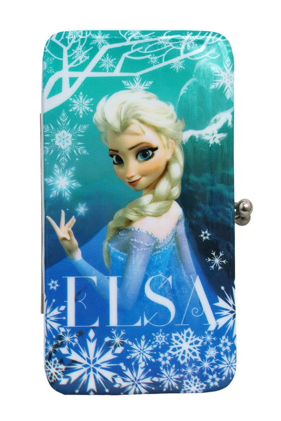 Frozen Elsa Snowflakes Animated Disney Movie Ball Clasp Hinge Wallet