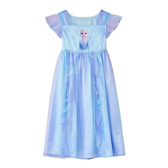 Frozen Elsa Toddler Girl's Blue, Purple Satin And Tulle Ombre Nightgown, Gown, Size 3T