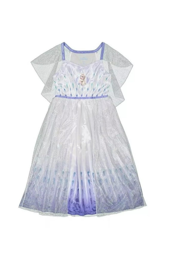 Frozen Elsa Toddler Girl's Satin and Tulle Shimmery Fantasy Nightgown, Size 3T