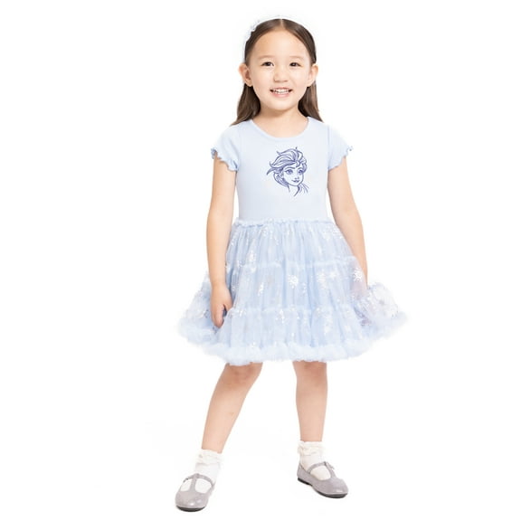 Frozen Elsa Toddler Girls Graphic Tutu Dress with Short Sleeves, Sizes 12M-5T
