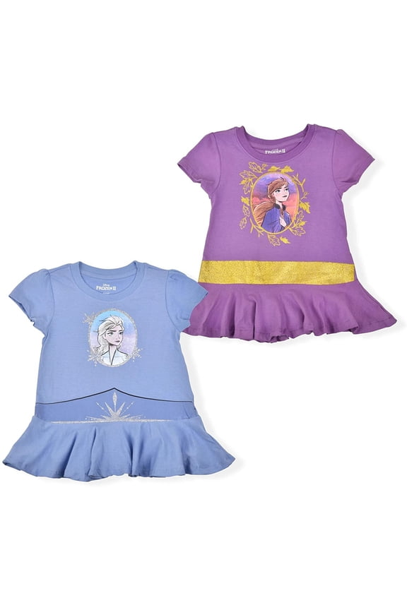 Frozen Elsa and Anna Girls 2 Pack Character Dress with Cape, 4-6X