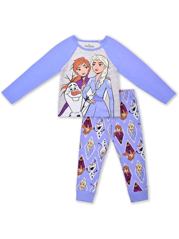 Frozen Elsa and Anna Girls 2 Piece Long Sleeve Tee and Jogger Set (Loungewear Style), Toddler