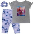 thumbnail image 1 of Frozen Elsa and Anna Girls 2 Piece Short Sleeve and Legging Set with Scrunchie, Toddler, 1 of 5