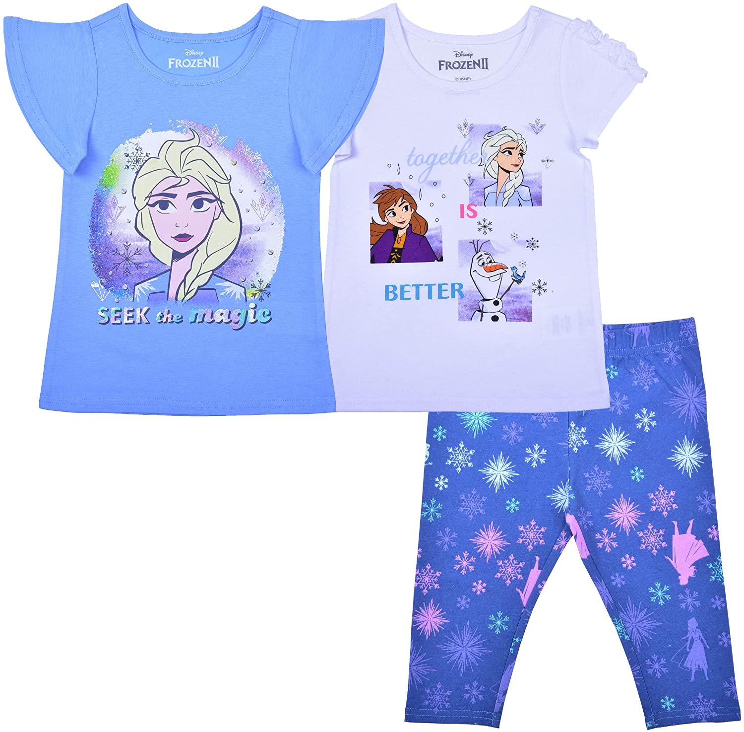 Frozen Elsa and Anna Girls 3 Piece 2 Short and Legging Set, Toddler - image 1 of 7
