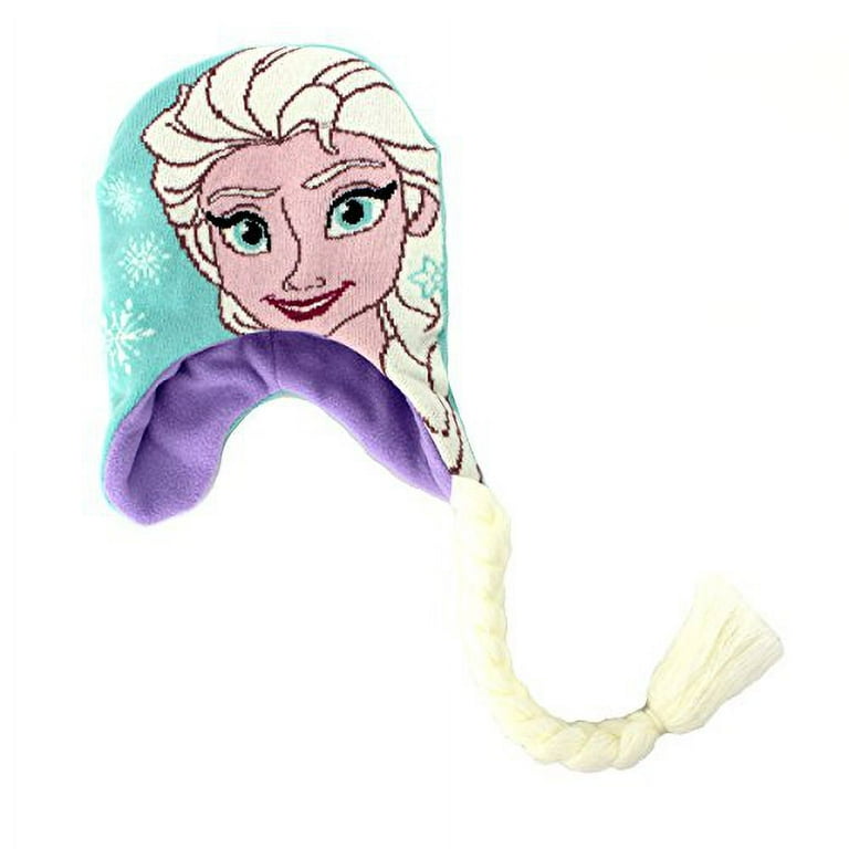 Frozen Elsa and Anna Girls Laplander Hat with Braids (Light Blue