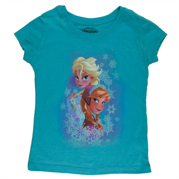 Frozen - Elsa and Anna Snow Collage Girls Juvy T-Shirt - Juvy 4