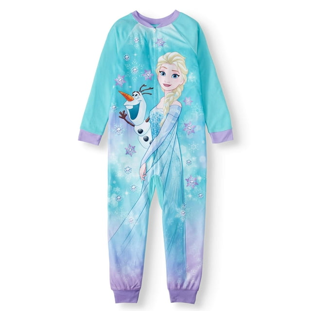 Frozen Elsa and Olaf Girl's Pajama Blanket Sleeper Onesie (Little Girls & Big Girls)