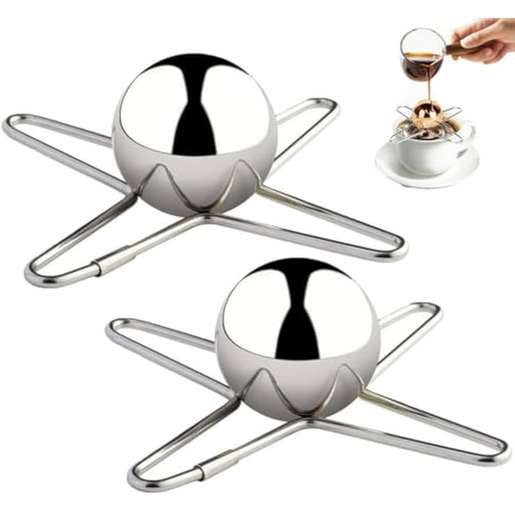 Frozen Espresso Ball, Espresso Cooling Ball, Reusable Coffee Chiller Freezer Balls, Coffee Extract Cooling Tool for Enhanced Flavor, Non-diluting Metal Ice Sphere Chilling Balls (B*2)