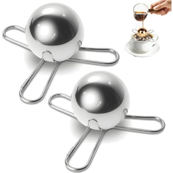 Frozen Espresso Ball, Espresso Cooling Ball, Reusable Coffee Chiller Freezer Balls, Coffee Extract Cooling Tool for Enhanced Flavor, Non-diluting Metal Ice Sphere Chilling Balls (A*2)
