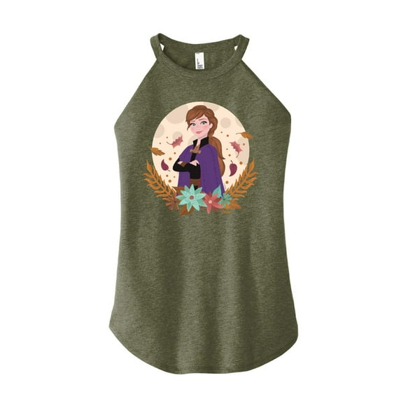 Frozen - Fall - Anna & Leaves - Juniors High Neck Tank Top