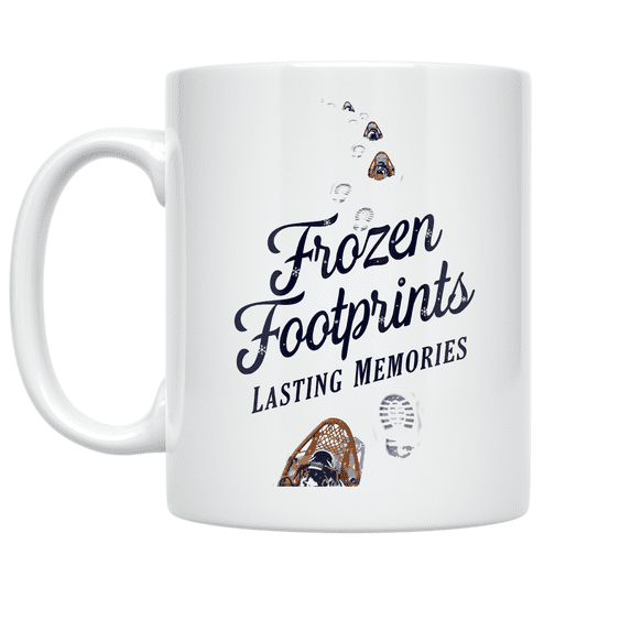 Frozen Footprints Lasting Memories - Family Snowshoeing Enthusiast - 11 oz Ceramic Coffee Mug