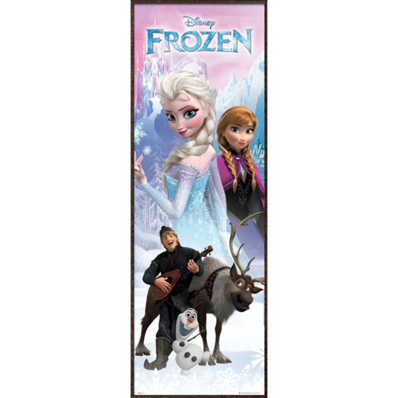 Frozen - Framed Disney Movie Door Poster (The Cast) (Size: 22" X 63") (Antique Copper Aluminum Frame)