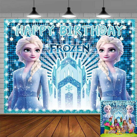 Frozen Girl Elsa Princess Backdrop Banner Party Supplies Post Birthday Decorations Background for Photography Taspestry