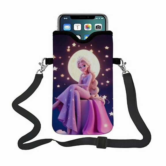 Frozen Girl Elsa crossbody phone case, with an adjustable strap small handbag suitable for multiple phones.