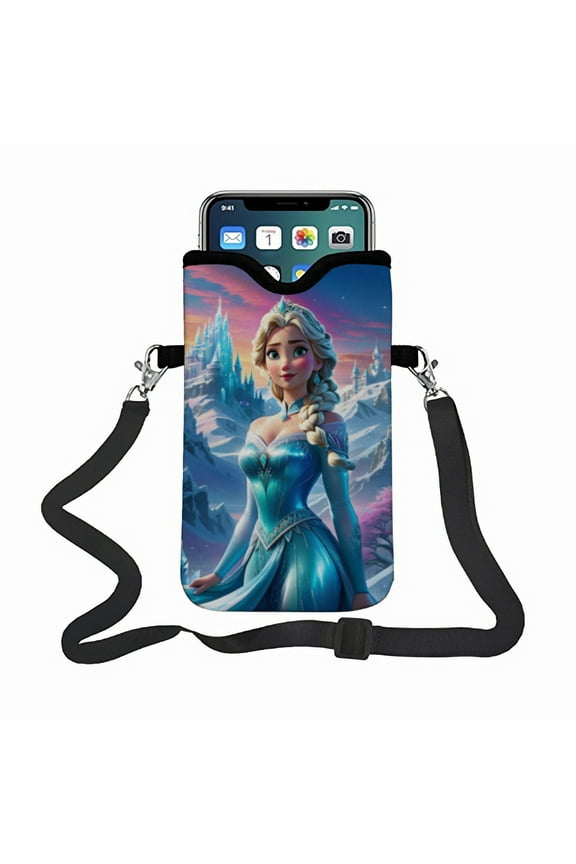 Frozen Girl Elsa crossbody phone satchel, with an adjustable strap small handbag suitable for various phones.