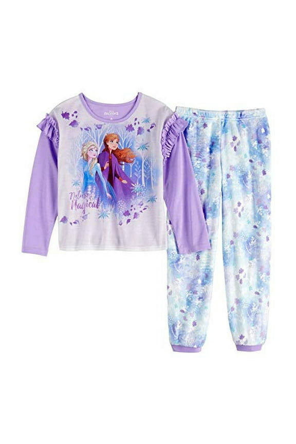Frozen Girl's Elsa and Elsa Nature is Magical Jersey, Fleece Pajama Set, Size 4