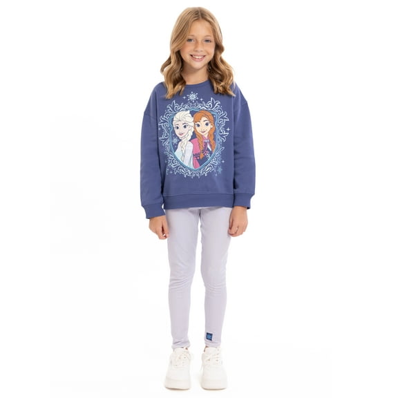 Frozen Girls' Graphic Sweatshirt and Shimmering Leggings Set, 2 Piece, Sizes 4-16