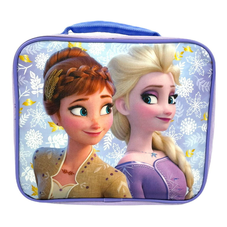 RALME Disney Frozen 2 Lunch Box with Princesses Elsa and Anna - Soft Insulated Lunch Bag for Girls, Purple