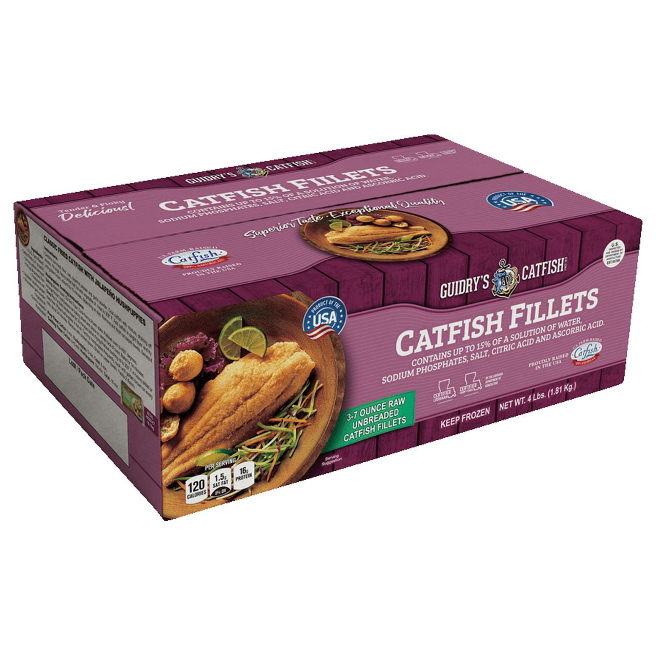 Frozen Guidry's 37Oz Catfish Filets 4 Lb Iqf