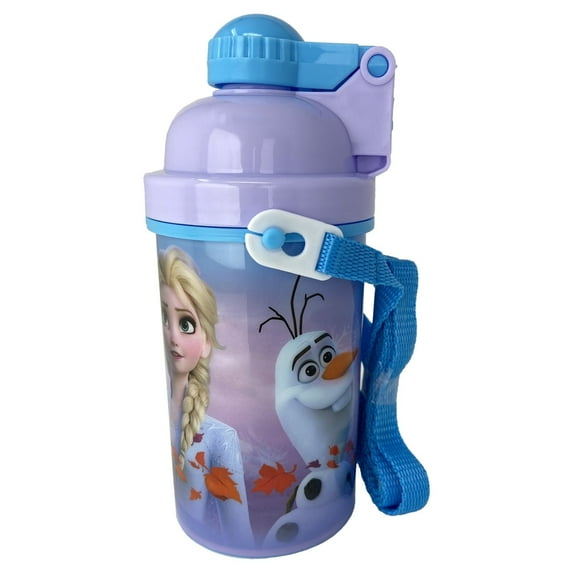 Frozen II Girls Canteen Water Bottle Anna Elsa Pop Up Lid Shoulder Strap