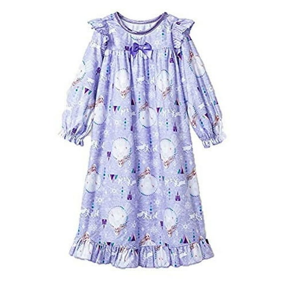Frozen II Toddler Girls Elsa Purple Snowflake Granny Nightgown Pajamas (3t)