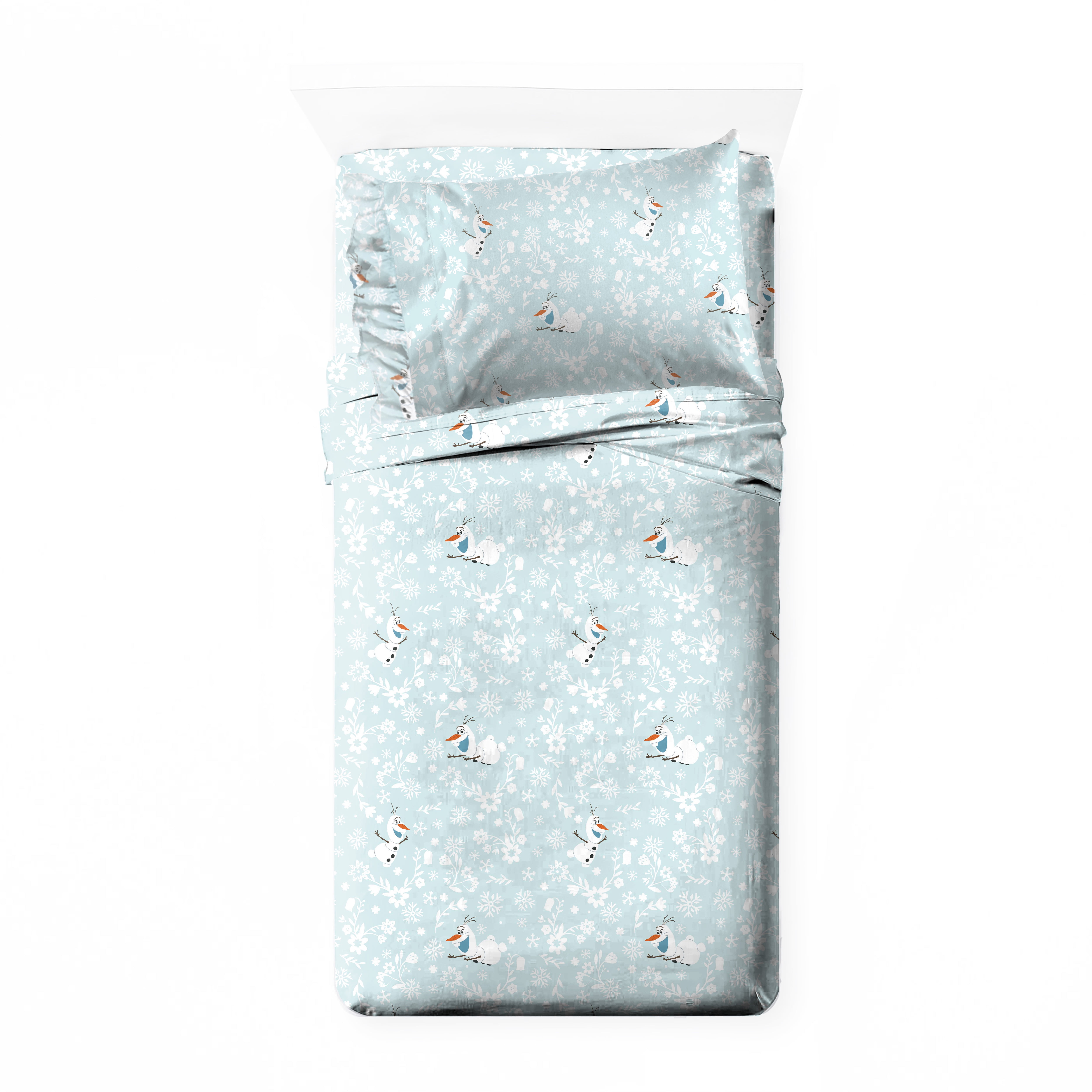 Disney Frozen Icy Adventure 3-Piece Twin Sheet Set, Kids, White and Blue