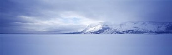 Frozen Jackson Lake in winter Grand Teton National Park Wyoming USA Canvas Art - Panoramic Images (36 x 12)