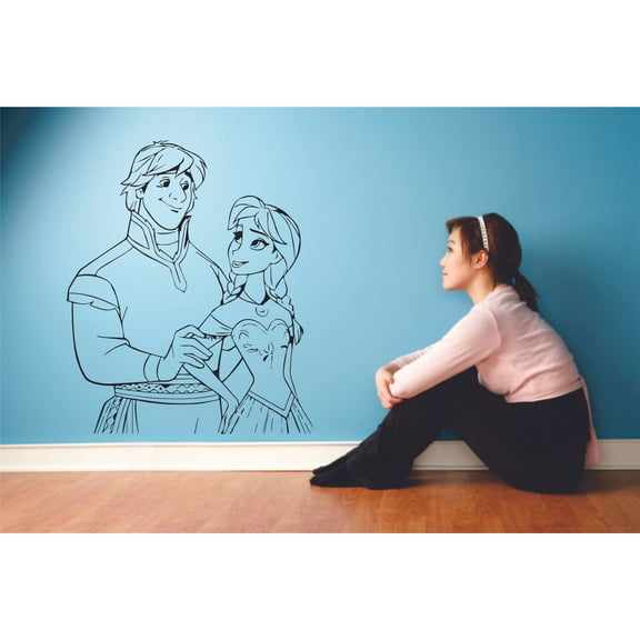 Frozen Kristoff and Anna Let It Go Disney Cartoon Wall Sticker Art Decal for Girls Boys Kids Room Bedroom Nursery Kindergarten House Fun Home Decor Stickers Wall Art Vinyl Decoration Size (20x18 inch)
