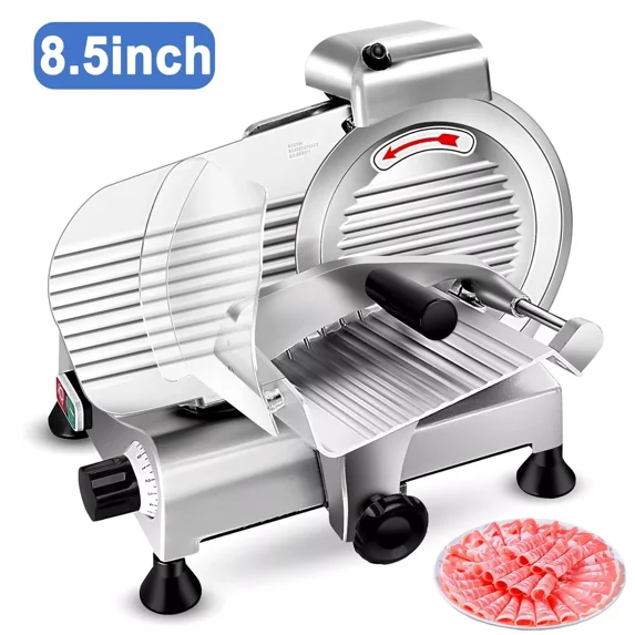 Zomagas Silver 210W semi-auto meat cheese deli slicer machine with 8.5 inch blade and 0-0.5 inch adjustable thickness