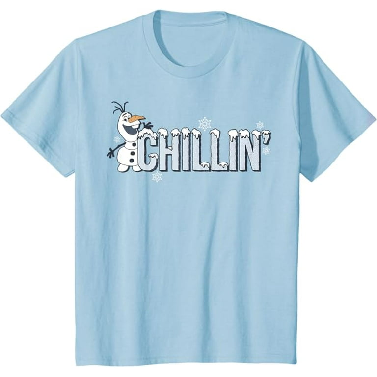 Frozen Olaf Chillin Snowflakes Portrait Short Sleeve Youth T Shirt For Boy Girl Kids Toddler Light Blue Color Size XL Walmart