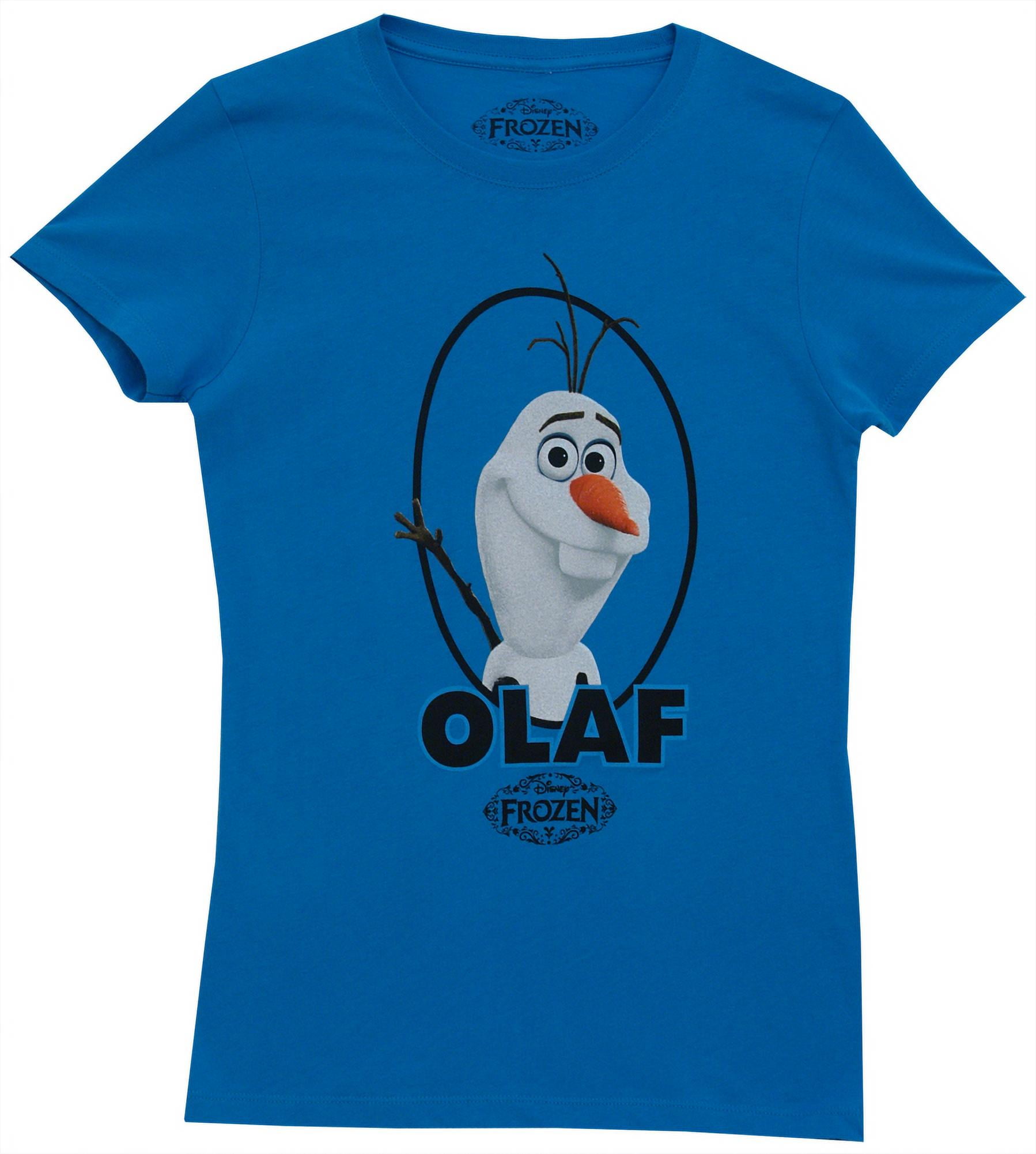 Frozen Olaf Disney Fine Logo Movie Tee Juniors Animated Oval T-Shirt Mighty