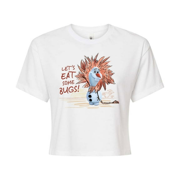 Frozen - Olaf Presents - Let's Eat Some Bugs - Juniors Cropped Cotton Blend T-Shirt