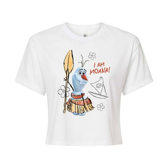 Frozen - Olaf Presents - Olaf Moana - Juniors Cropped Cotton Blend T-Shirt