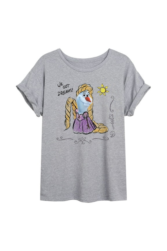 Frozen - Olaf Presents - Olaf Tangled - Juniors Ideal Flowy Muscle T-Shirt