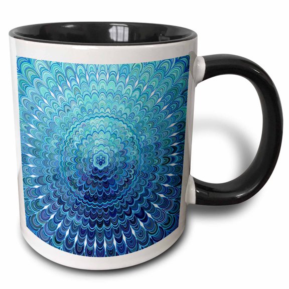 3drose, Frozen Oval Mandala - Ice Cold Winter Design, 11oz Two-tone Black Mug