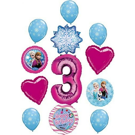 Frozen Party Supplies 3rd Birthday Balloon Bouquet Decorations Elsa, Anna and Olaf Let It Snow