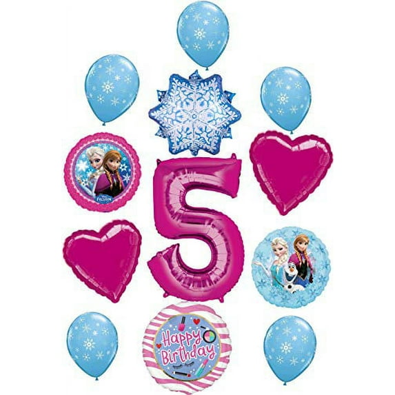 Frozen Party Supplies 5th Birthday Balloon Bouquet Decorations Elsa, Anna and Olaf Let It Snow