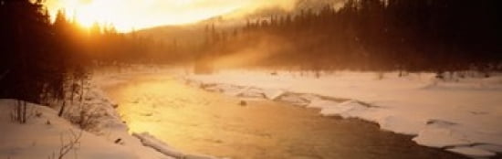 Frozen River BC British Columbia Canada Canvas Art - Panoramic Images (36 x 12)