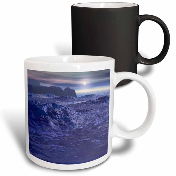 3drose, Frozen Sea of Neptune - Enjoy This Science Fiction Scene of a Frozen Sea or Ocean, 11oz Magic Transforming Mug